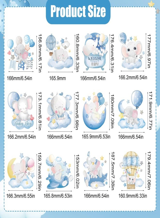 ZCPTZ 12 Pcs Blue Elephant Honeycomb Centerpieces Moon Star Balloons Elephant Theme Party Topper It’s A Boy 3D Baby Shower Honeycomb Table Decorations for Birtaday Wedding Shower Party Supplies - Image 2
